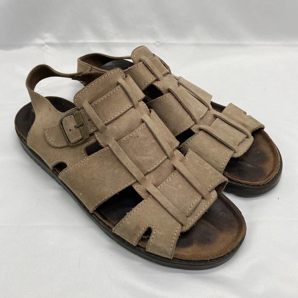 American Eagle Vtg Y2K Sandals Mens 10 Chunky Platform Fisherman Brown Leather
